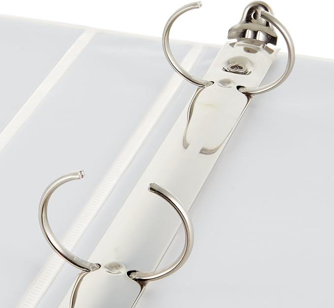 Amazon Basics 3-Ring Binder with Round Rings and Interior Pockets, 1-Inch, White, 4-Pack