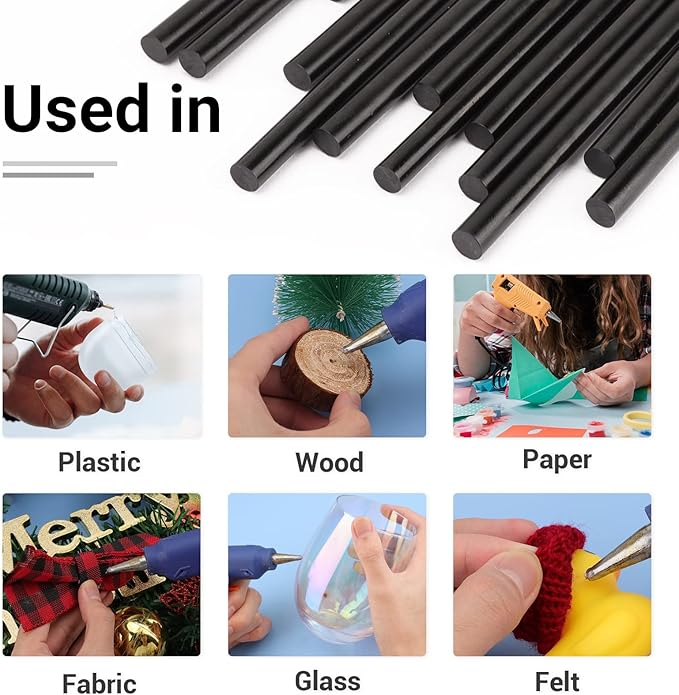 ENPOINT Black Hot Glue Sticks Mini, 7x200mm Long Hot Melt Glue Sticks for Craft, 36 Pack Small Size Fabric Adhesive Glue Sticks for DIY, Decoration, Car Dent Repair, Gluing Project