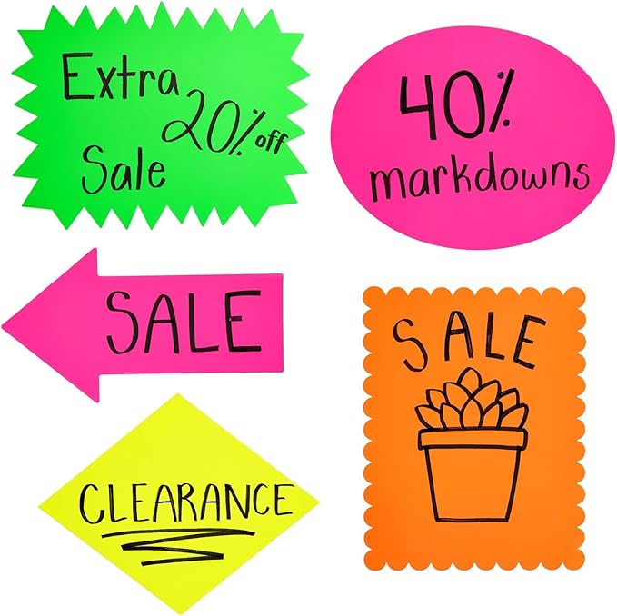 Stockroom Plus Neon Poster Board Shapes - 11 x 14 in, Assorted Neon Colors, 18-Pack - for Poster Board Signs, Trifold Decorations & Science Project Supplies