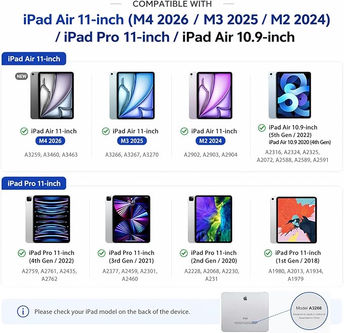 Keyboard Case for iPad Air 11-inch (M4 2026/M3 2025/M2 2024), iPad Pro 11-inch 1st/2nd/3rd/4th Gen, iPad Air 10.9-inch 4th/5th Gen, Magnetic Magic-Style Keyboard with Trackpad & Stylus Pen