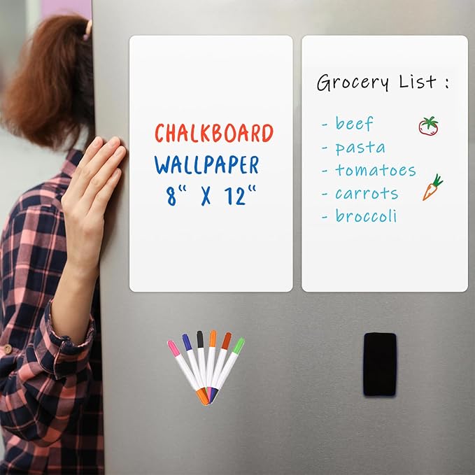 Magnetic Dry Erase Whiteboard for Refrigerators, 8" x 12" White Board on Wall for Organizer and Planner, Kitchen Fridge Shopping List with Marker