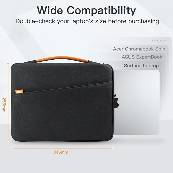 JETech Laptop Sleeve for MacBook Neo (A18 Pro), 13-14Inch MacBook Air/Pro (M1-M5, 2020-2026), Waterproof Bag with Portable Handle and Pocket, Compatible with 13-13.6 Inch Notebook (Black)