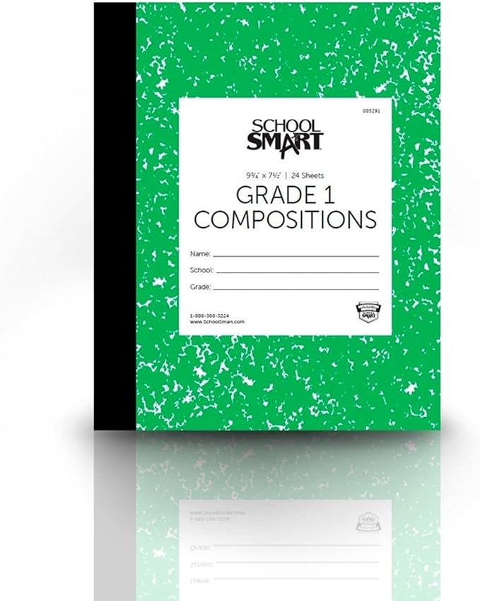 School Smart Skip-A-Line Ruled Composition Book, Grade 1, Green, 48 Pages