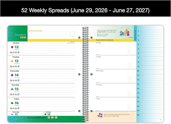 Primary Block Academic Planner 2026–2027 for Grades K–2 | Homework, Routine & Parent Communication Organizer for Young Learners | Lightweight, 8.5" x 11"