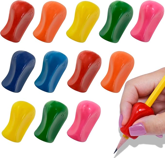 The Pencil Grip Original Pencil Gripper, Universal Ergonomic Writing Aid For Righties And Lefties, Colorful Pencil Grippers, Assorted Colors, 12 Count - TPG-11112