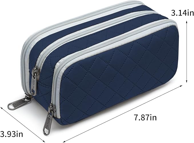 Della Gao Large Pencil Case, Big Capacity Pencil Pouch with 3 Compartments | Office Pencil Bag with Zipper, Big Pen Case for Adults (01-3SLLG)