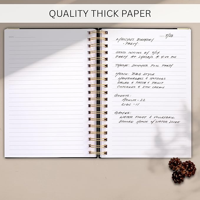 Aesthetic Thick Spiral Notebook Journal For Women in B5 Format - Stylish Linen Hardcover College Ruled Note Book w 300 Lined Pages - Cute Supplies For Bible Study & Staying Organized at Work or School