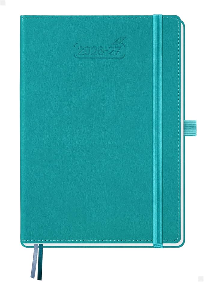 BEZEND Weekly Planner 2026-2027 (6" x 8.5") with Hourly Timeslots (Jul 26-Dec 27) 18 Months Academic Calendar & Monthly Tabs, Ideal for Students, Work & Home, PU Leather Hardcover -Turquoise