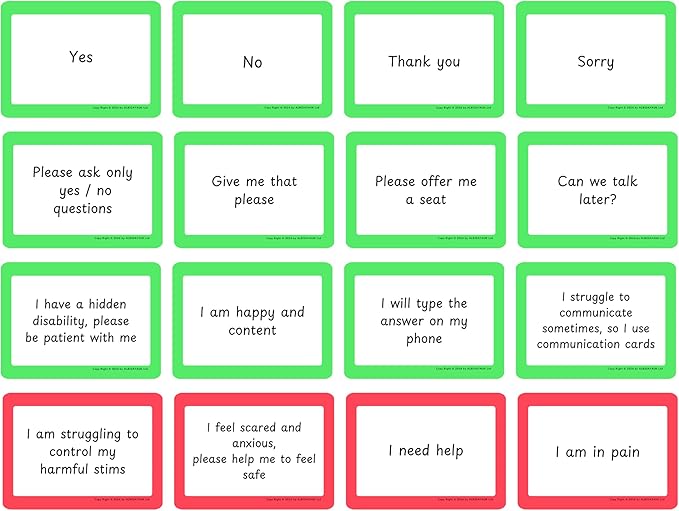 Plastic Communication Cards for ADHD and Autism, Special Needs Communication Aid for Non Verbal Adults and Children, Speech Delay Flash Cards