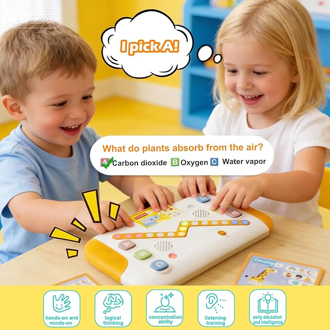 Educational Toys for Kids 3-6 Years Old, Interactive Quiz Battle Game with 800 Questions, 2-Player Learning Toy, Montessori Brain Training, Autism Sensory Speech Therapy Gift for Toddler Boys Girls