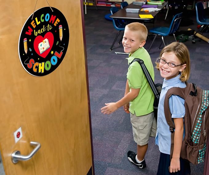 WaaHome Welcome Sign for Classroom Door Decorations 11.3" Welcome Back to School Teacher Door Sign Hanger for Classroom Decor Preschool Elementary Teacher Supplies Essentials Must Haves