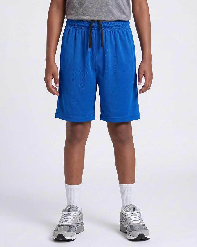 Real Essentials 5 Pack: Boys' Mesh Basketball Athletic Shorts with Pockets – Teen Kids Youth Quick Dry Soccer Running Gym