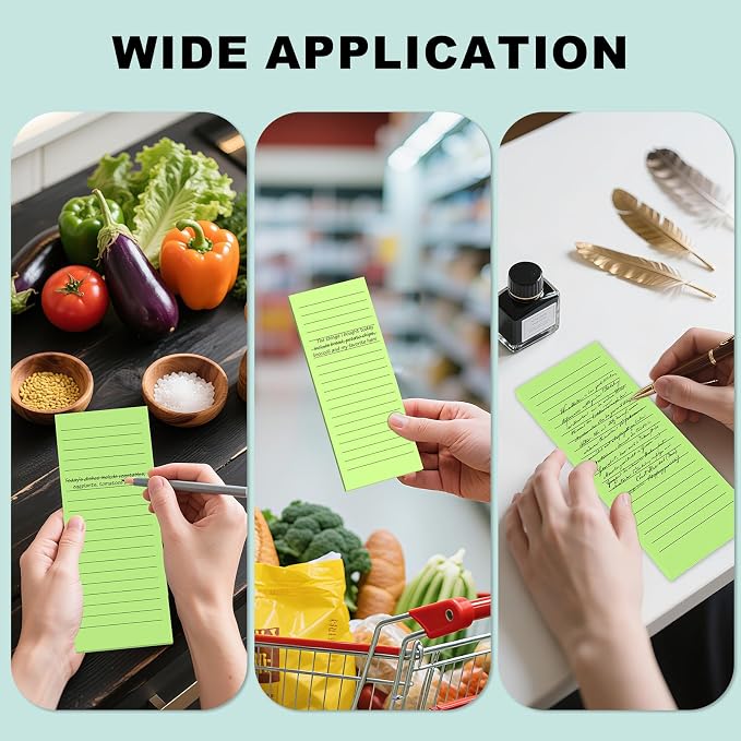 Magnetic Notepads Note Pads for Fridge with Full Magnet Back, 180 Sheets Colored Lined Refrigerator Notepad, 30 Sheets Per Pad for Grocery List, Shopping List, Office, Home, To-Do Lists & Memos