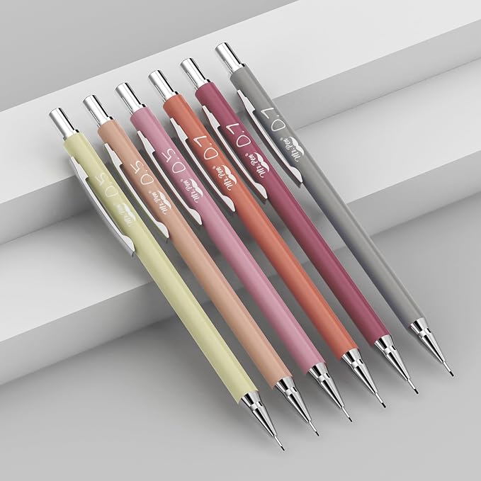 Mr. Pen- Cute Mechanical Pencil Set with Lead Refills & Erasers, 6 Pack | 2 Sizes, 0.5 & 0.7mm, 6x Tubes HB & 2B Lead Refill, 3x Erasers for School Supplies, Note Taking, Drawing, Sketching, Office