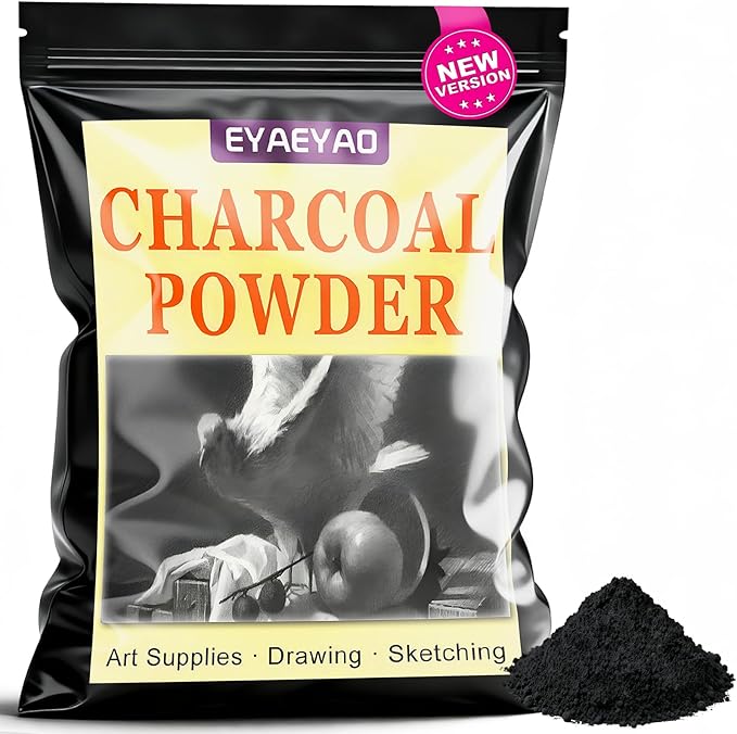 Premium Charcoal Powder for Drawing and Art, Drawing Charcoal for Sketching, Shading, Blending with Beginners & Pro Artists (8 Ounces)