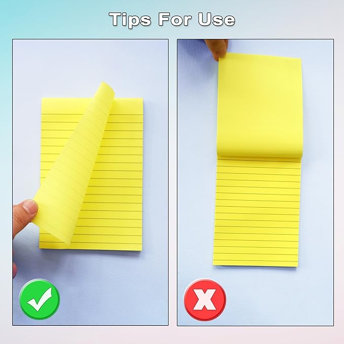 HQCME 9 Pack Lined Sticky Notes 4X6 in Post, 9 Pastel Colors Large Ruled Post Sticky Colorful Super Sticking Power Memo Pads Strong Adhesive, Sticky Notes with Lines Office, Home, 35 Sheets/pad
