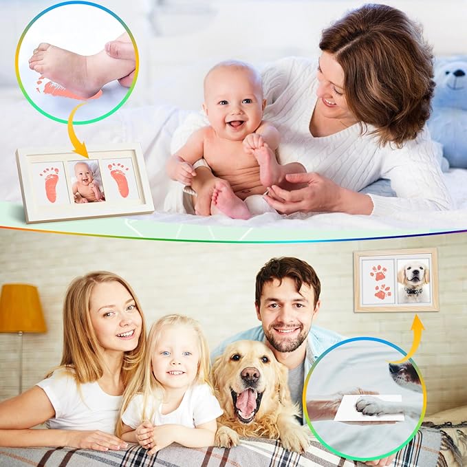 Baby Hand and Footprint Paint with Sponge Head, 2.54 fl oz, Non-Toxic & Acid-Free, Washable Baby Safe Paint for Newborn Keepsakes, Dog Nose & Paw Prints, Ideal New Mom Gift - Pink