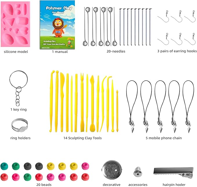 CiaraQ Polymer Clay 51 Colors Starter Kit - Oven Bake Modeling Clay for Kids & Artists, Non-Sticky DIY Clay with Sculpting Tools, Fun Gift for Children Ages 4+, 2.84 lb