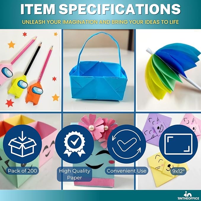 1InTheOffice Construction Paper 9x12, Assorted Colors, 200/Pack