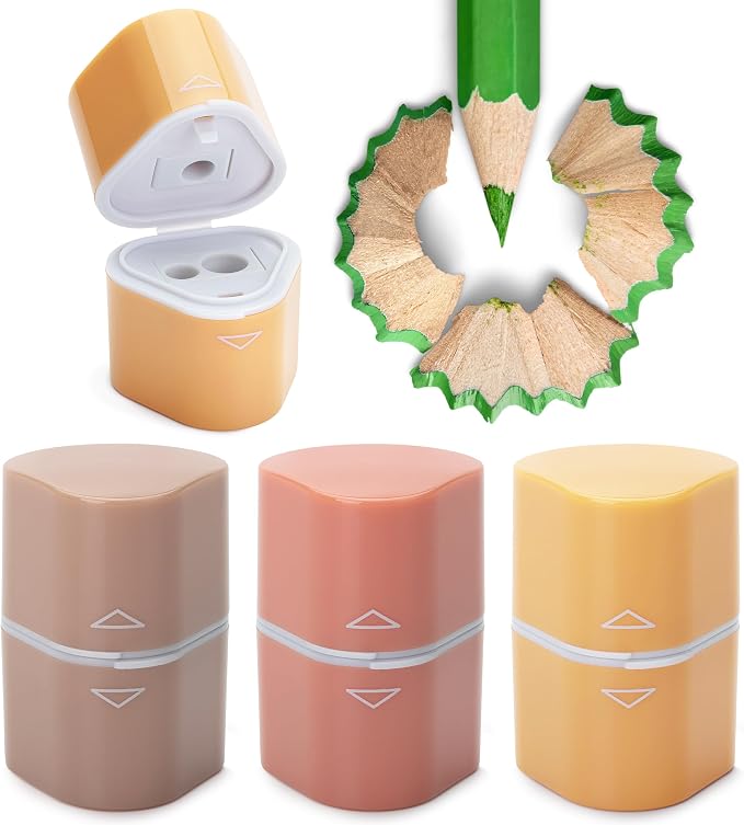 Mr. Pen- Pencil Sharpeners Manual, 3 Pack, 3 Holes, Colorful