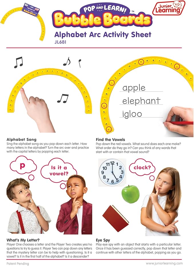 Junior Learning Alphabet Arc Bubble Board, Double-Sided, Ages 4-7, Letter Recognition, K-2