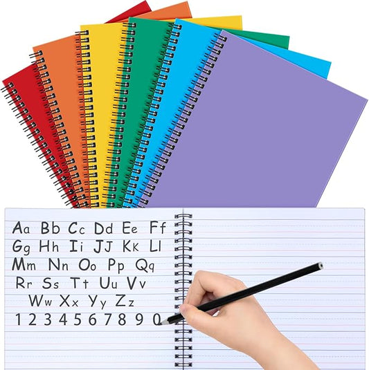 Gilprop Primary Composition Notebook Spiral K-2 Writing Workbook Wide Ruled Paper Primary Journal 100 Sheets 9.8" x 7.5" Kindergarten Preschool Handwriting Toddler Notebook for Kids