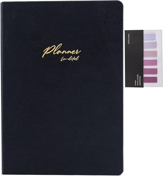 Undated Planner in A5 Size 5.5”x8.1”, Annual Notebook Planner with Soft PU Leather Cover, Monthly Weekly Daily Agenda with Card Slots Pockets Back Inside, 12 Months Academic Planners with No Valid Date for Teachers Students & Office Workers, 160Pages. ...