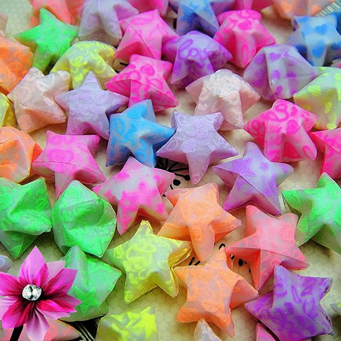 Star origami, colorful decorative paper strips, origami paper strips, DIY origami star paper strips (12 color glowing star origami/210 sheets)