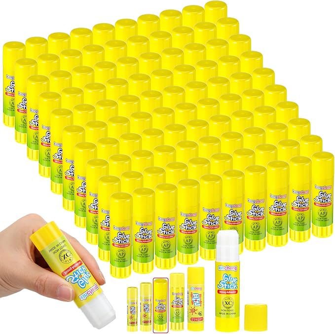 100 Pcs White Glue Stick Bulk 0.53 Ounce Washable Glue Stick for Crafts Home School Classroom Students Teachers Employees Scrapbooking Crafting Supplies