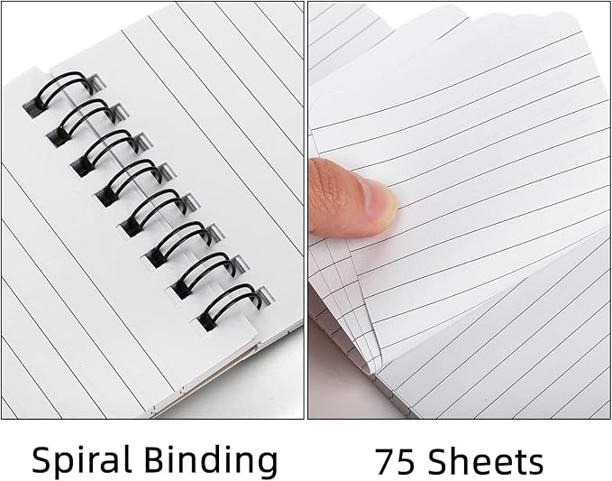 Hacaroa 30 Pack Top Spiral Memo Pads, 3"x5" Lined Pocket Notebook Mini College Ruled Paper 75 Sheets/150 Pages, Wirebound Small Steno Pads for Home, School, Office, Assorted Colors