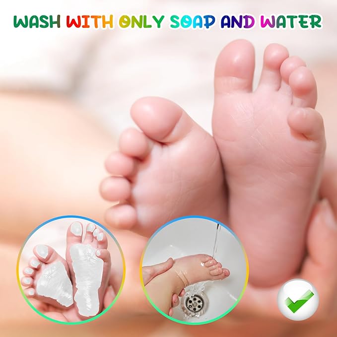 Baby Hand and Footprint Paint with Sponge Head, 2.54 fl oz, Non-Toxic & Acid-Free, Washable Baby Safe Paint for Newborn Keepsakes, Dog Nose & Paw Prints, Ideal New Mom Gift - White