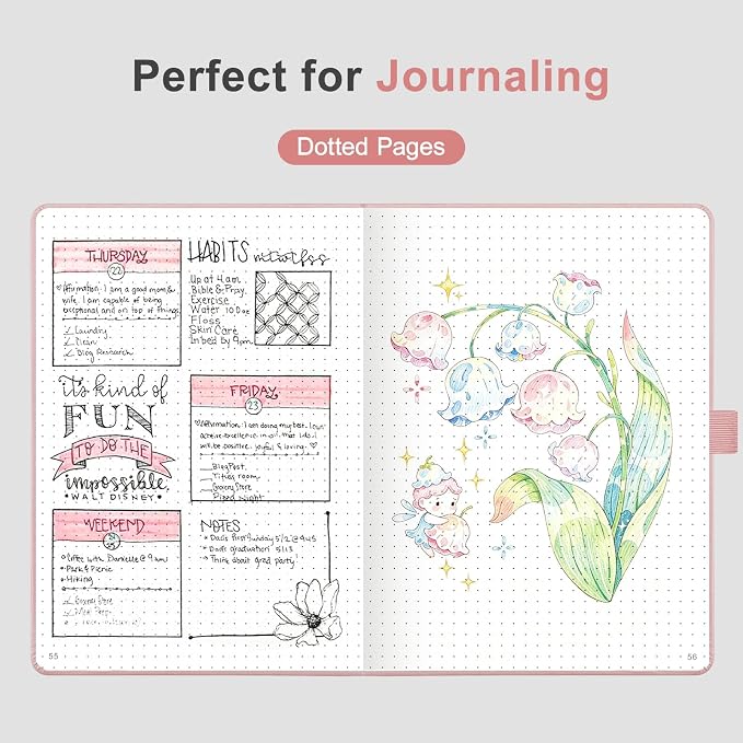 AHGXG Dotted Journal Notebook, 160 Numbered Pages, A5 Size (5.7'' x 8.3'')