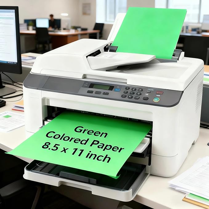 Green Colored Paper 8.5 x 11 Colored Printer Paper, 90 Sheets Colorful Copy Paper Letter Size, Lightweight Color Paper for Arts Crafts DIY Origami School Office Supplies