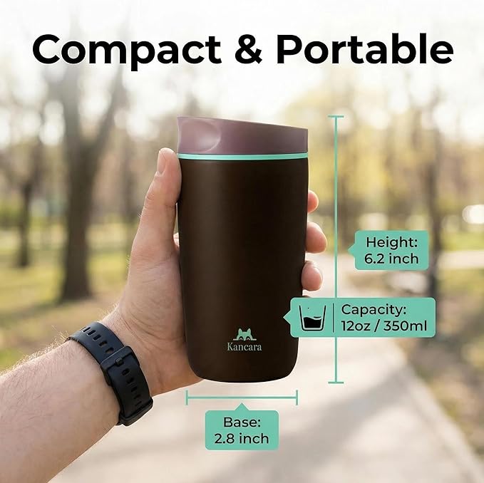 12 oz coffee tumbler Insulated coffee mug with lid Slider Insulated Stainless Steel Coffee Tumbler, Travel Mug for Hot and Iced Beverages insulated travel coffee mug (black)