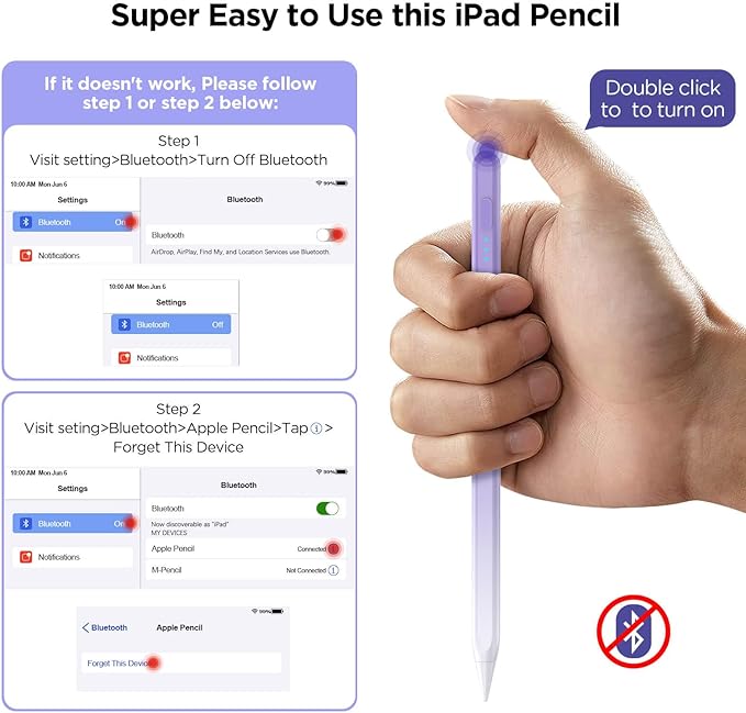 DEGGE Stylus Pen for iPad 2018-2026, 15Mins Fast Charge for Apple Pencil, Palm Rejection, Compatible with iPad A16 11/10/9/8/7/6, iPad Pro M5/M4/12.9"/11", iPad mini 7/6/5, iPad Air M3/M2/5/4/3