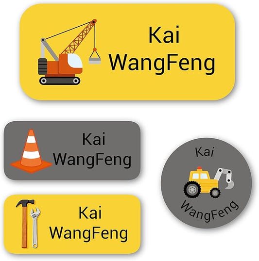 Personalized Kids Name Labels – Waterproof Custom Stickers for Daycare & School, 117 Pack, Dishwasher & Laundry Safe (Car)
