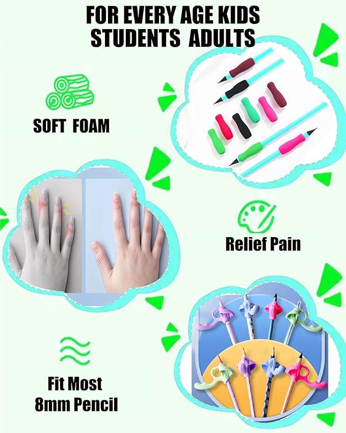 9 Pack Pencil Grips for Kids Handwriting,Pencil Gripper Holder Posture Correction for Preschooler Training, Pen Writing Aid Tool for Kids Preschools Students (9pcs Multicolor)