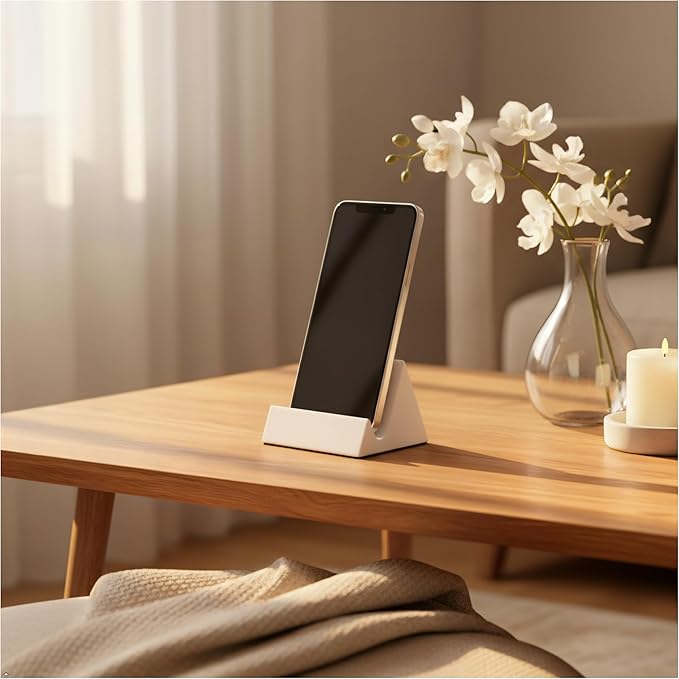 Concrete phone stand, desktop phone stand, multifunctional stand, compatible with iPhone 16/15/14/13/12 smartphones (White)