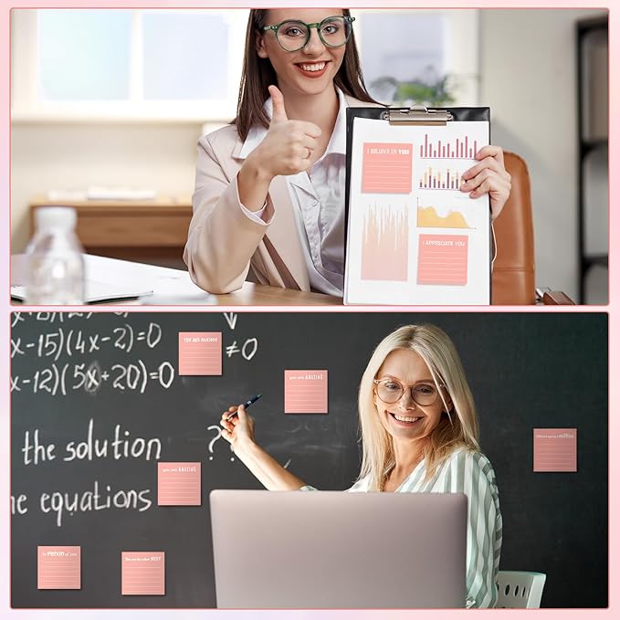 Yinder 24 Pcs Inspirational Sticky Notes Cute Motivational Sticky Notes Pad End of Year Employee Appreciation Gifts Bulk for Teacher Nurse Coworkers Office Supplies 3 x 3'' (Appreciation,Pink)
