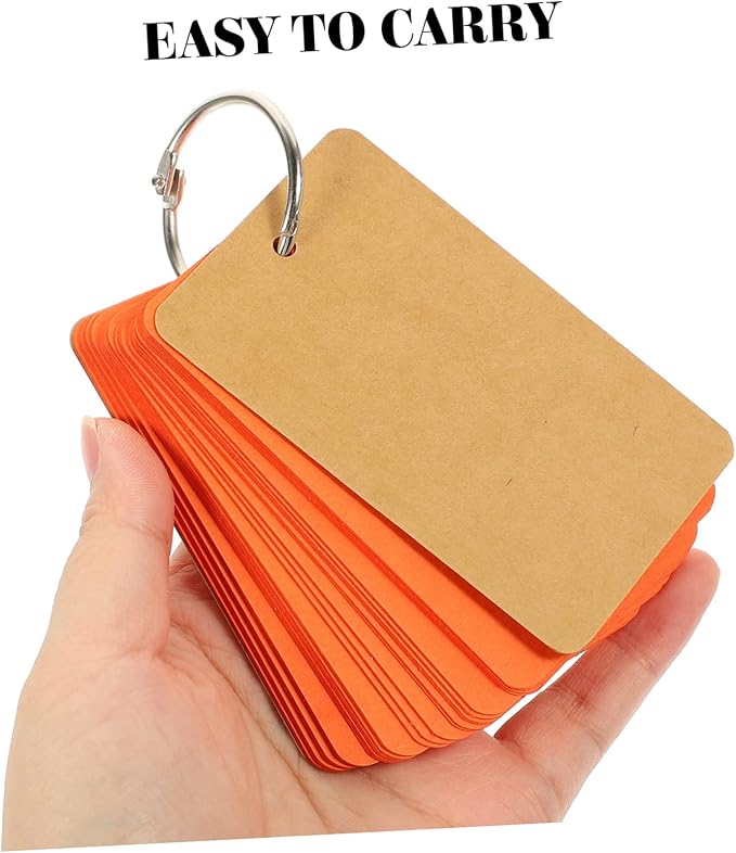 NUOBESTY 8Pcs Portable Blank Flashcards with Ring Memo Note Cards for Studying Office Use and Daily Planning present for Students and Friends