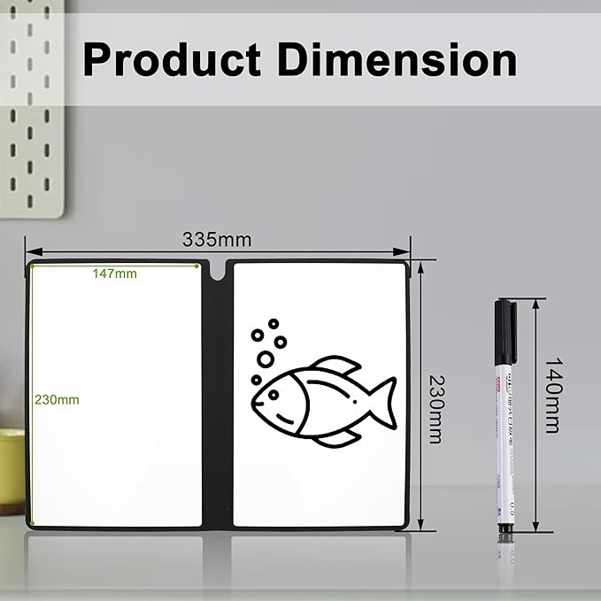 Portable Whiteboard, Erasable Reusable Whiteboard Notebook Mini A5 Dry Erase White Board for Meeting Business Office Home