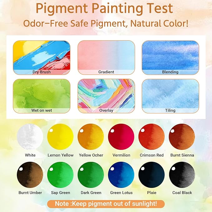 Mini Watercolor Palette Set,22Pcs Artist Watercolor Palette Travel Set with Colors,Wooden Paint Box,Brush,Holder,Oil Cup,Plastic Bottles Storage Bag for Beginners Artists Student(8 Grids)