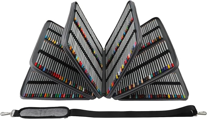 600-Slot Colored Pencil Case, 5-Layer Zipper with Shoulder strap and Handle | Organizer Bag for Pencil Storage Case for Artist Painter Office Sketch Travel Supplies