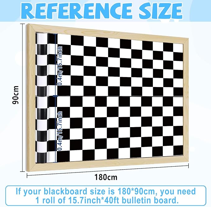 Black Checkered Bulletin Board Roll Non-Woven Fabric Poster 15.7" x40ft