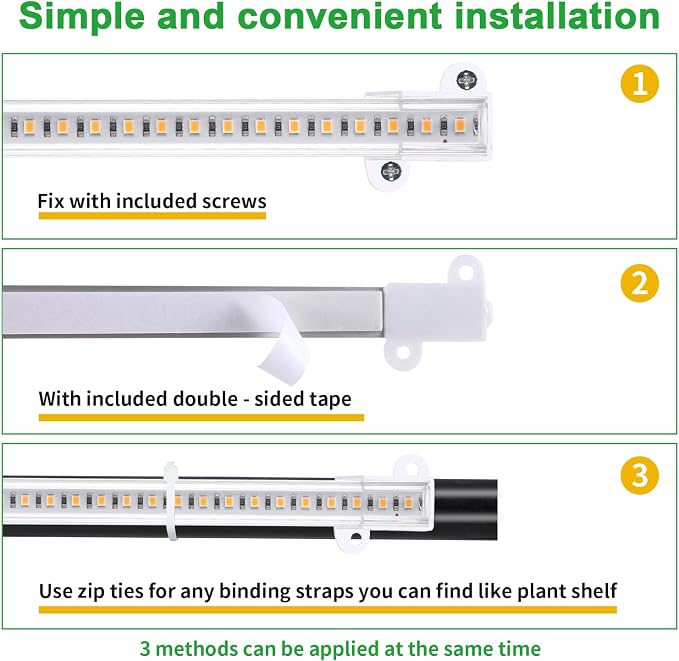 RWNTAO 3 Head 7.8 Inches LED Grow Light Strips, Grow Lamps for Indoor Plants Full Spectrum 3000K, 72 LEDs Plant Light Strips with 3/9/12H Timer, 10 Dimmable Levels for Seedling Succulent
