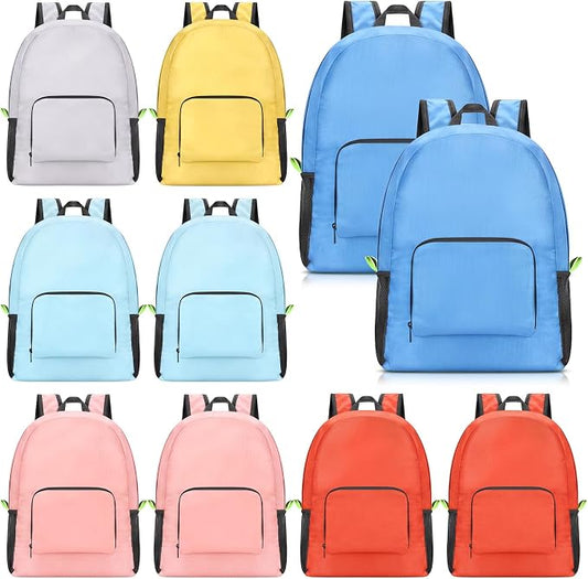 Jexine 10 Pcs Backpacks Bulk 16.5 Inches Lightweight Travel,Sunny Pastel | Basic Book Bags for School Outdoor, Foldable Storage, Ideal Students Adults Commuters, Bulk Backpack Set for Teams