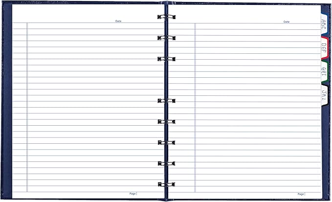 Blueline NotePro™ Executive Notebook, Indexing System, Refillable, Hard Cover, 9.25" x 7.25", 150 Ruled Pages, Indigo Blue (A7150.BLU)