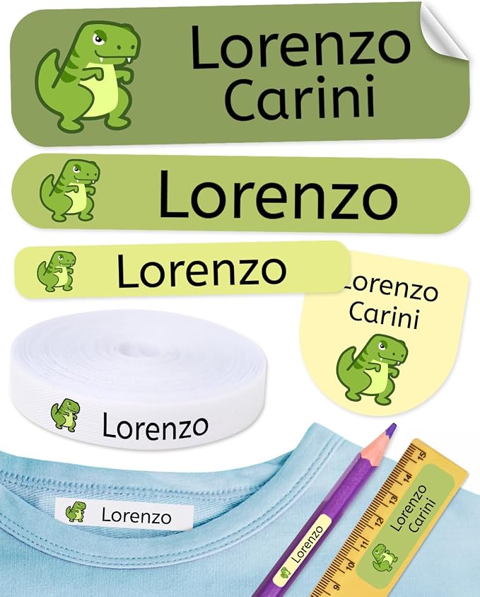 155 Custom Name Labels for Clothing & School Supplies. 100 Eco-Friendly Iron-On Fabric Labels + 55 Waterproof Stickers