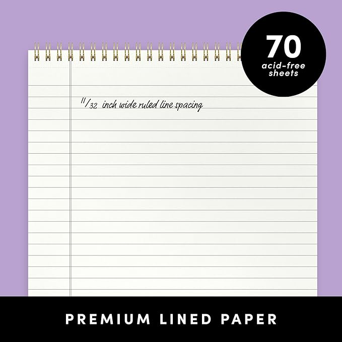 PAPERAGE Top Bound Spiral Notebook, 3 Pack, Lined Notepad, (Raspberry/Marigold/Mint), 70 Sheets (140 Pages) Per Notebook, Wide/Legal Ruled, 8.5 inches x 11 inches