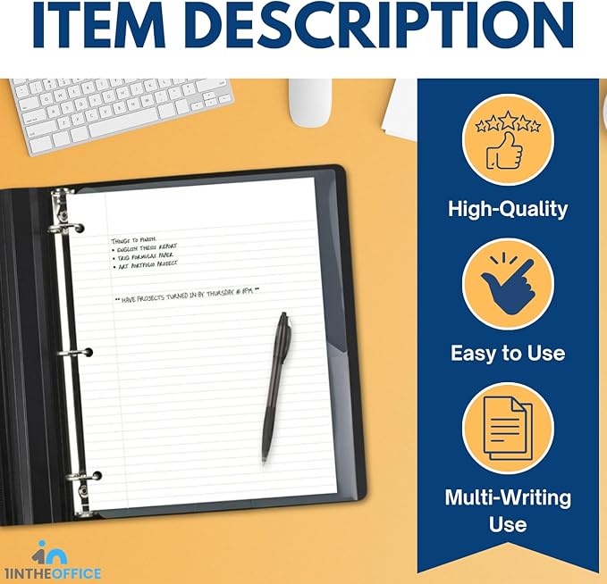 1InTheOffice Filler Paper College Ruled 8.5 x 11, 3-Hole Loose Leaf Binder Paper, Letter Size, (400/Pack)